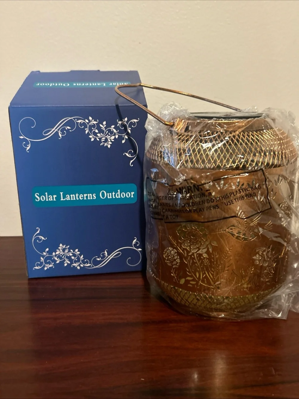 Outdoor Solar Lantern Hummingbird Garden Decor Copper Tone Waterproof NEW